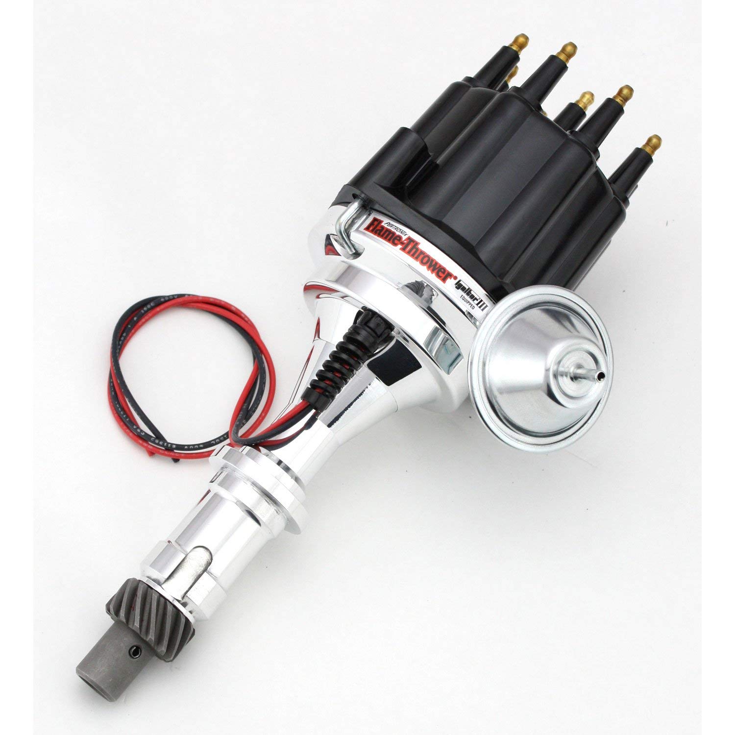 Pertronix D7120710 Vacuum Advance Flame-Thrower Black Male Cap Billet Electronic Distributor with Ignitor III Technology for Pontiac V8