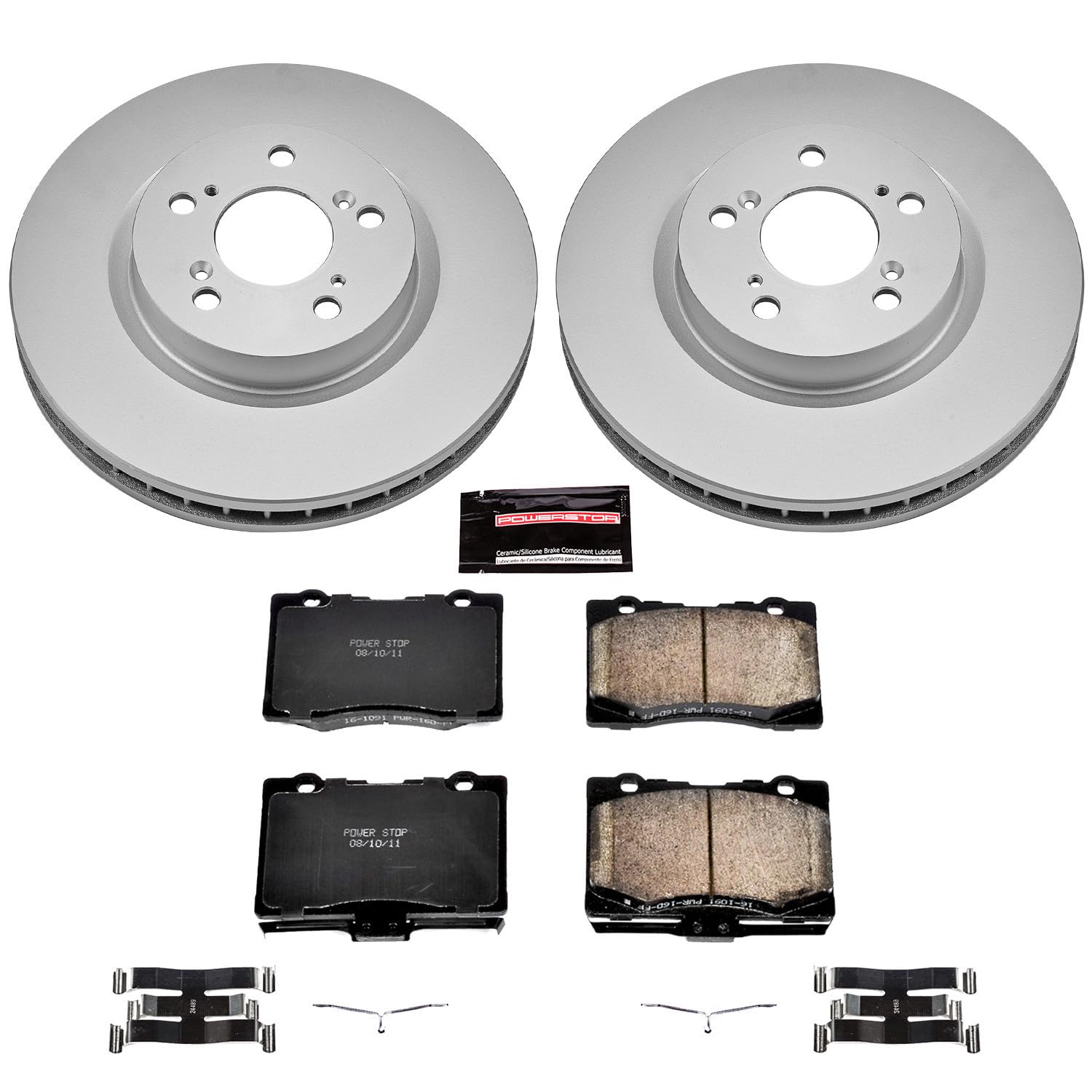 Coated Brake Rotor & Ceramic Brake Pads Power Stop CRK4606- front For Acura RL 2005-2012 [Model Specific]