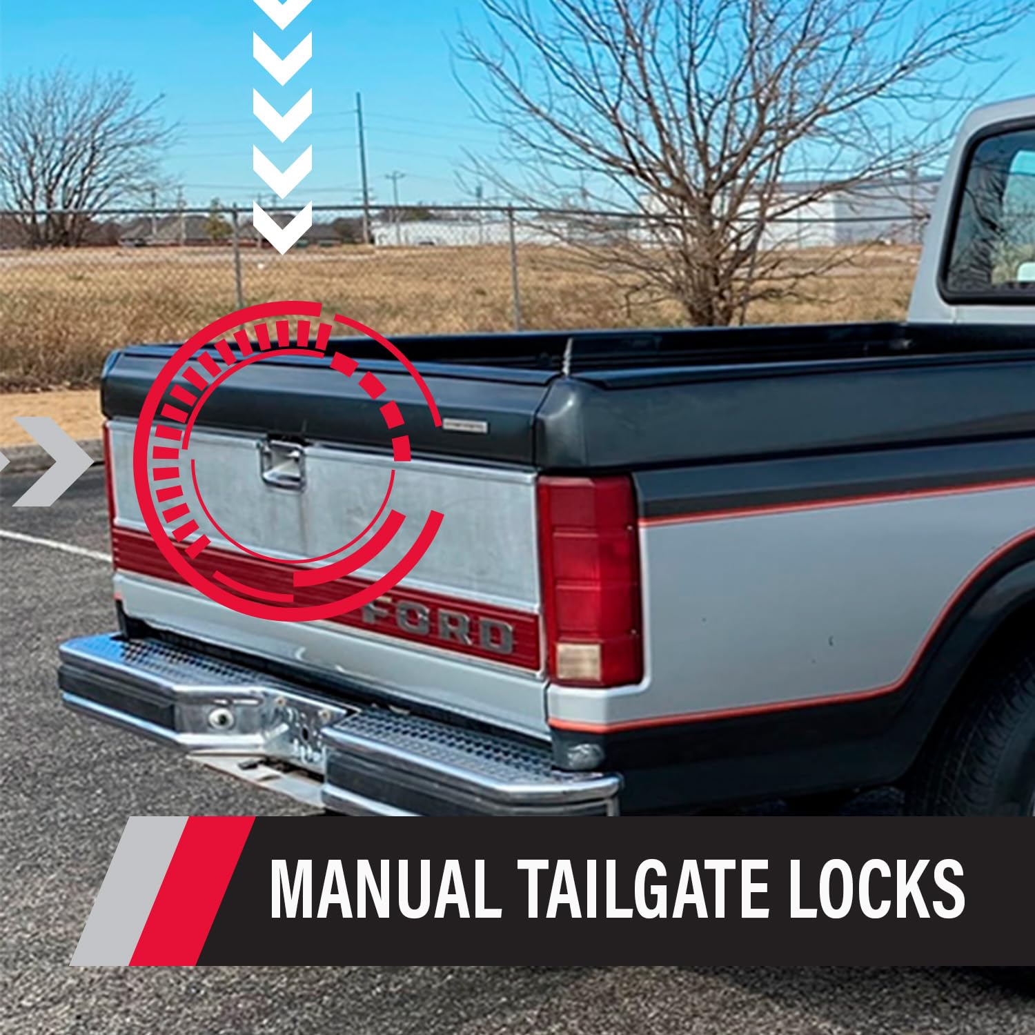 Manual Tailgate Lock Pop & Lock PL2500 Black for Ford (Works Without Factory Lock)