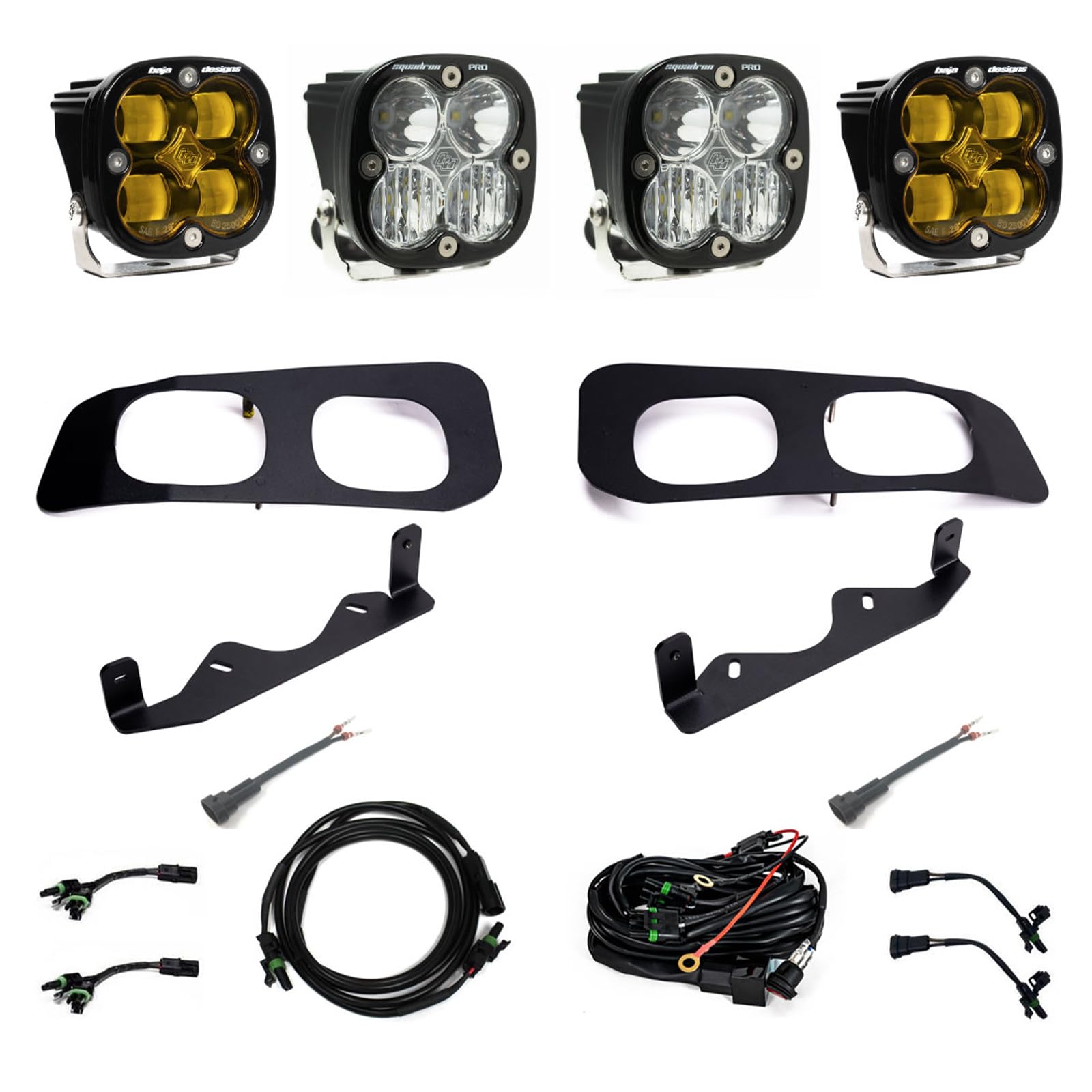 Baja Designs Fog Pocket Light Kit Dual Squadron Pro SAE for Ford Super Duty Truck 23-On with Toggle Harness, Amber