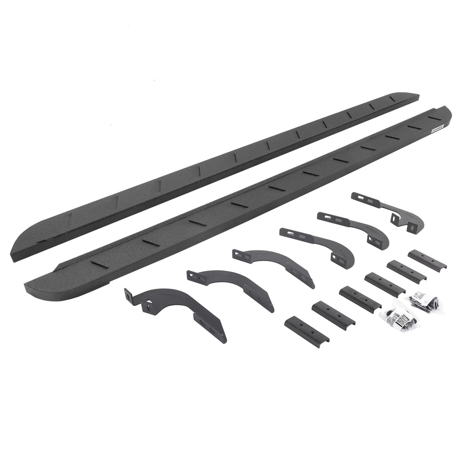Go Rhino RB10 Running Boards & Slim Brackets | Cab Length, Galvanized Steel, Protective Bedliner Coating | 63443280ST | Fits 2024 Toyota Tacoma Double Cab