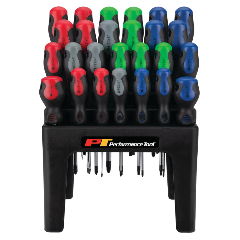 26pc Performance Tool W1738 Screwdriver Set w/Rack