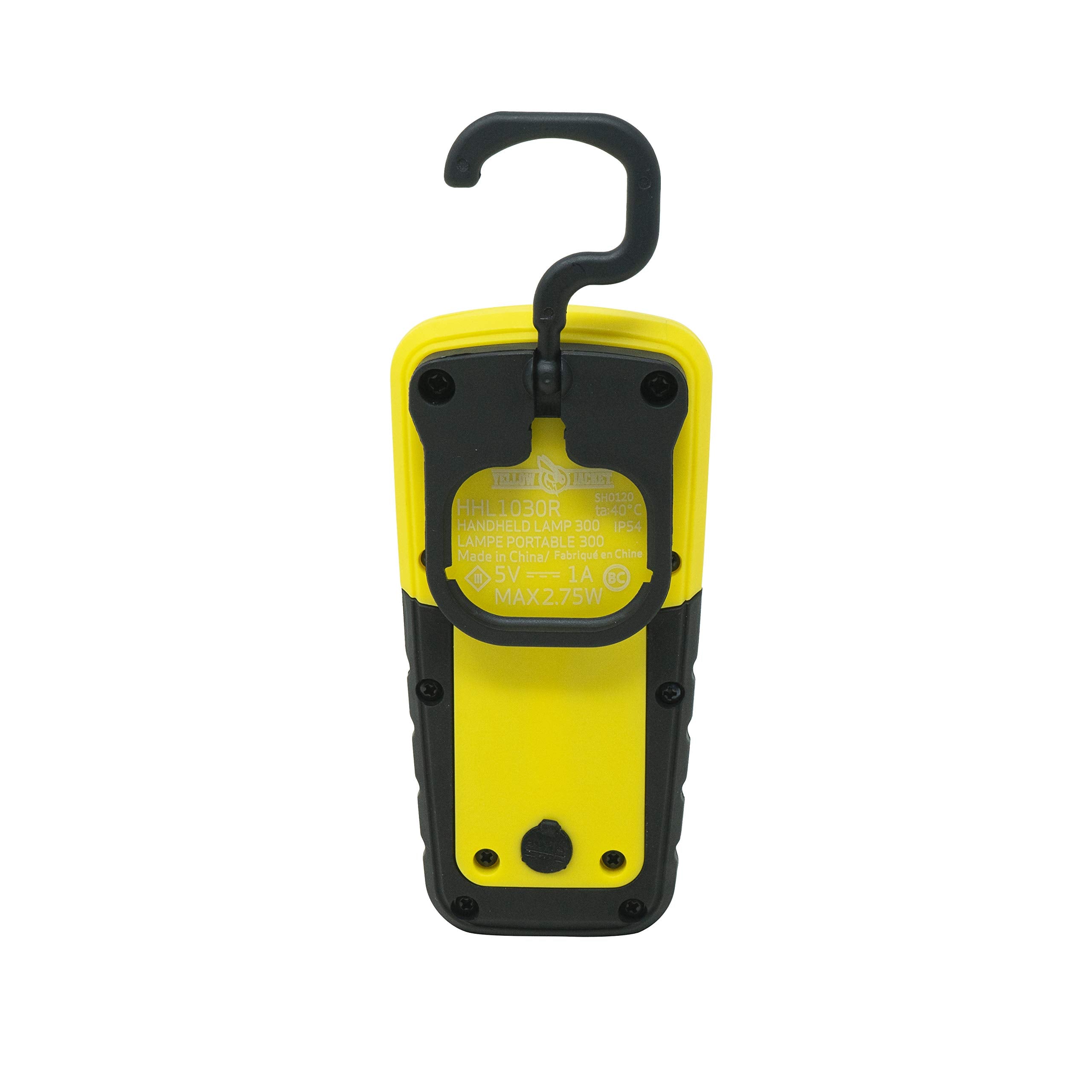 300 Lumen Yellow Jacket LED Rechargeable Handheld Task Light with Magnetic Base and Hang Hook, HHL1030R