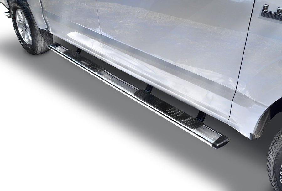 Go Rhino 5" Low Profile OE Xtreme Sidesteps & Brackets | Stainless Steel, Polished | 685415587PS | Fits 2015-2024 Ford F-150 Super Crew; 17-23 F-250/F-350 S Duty Crew Cab; 20-24 F-150 Raptor SuperCrew