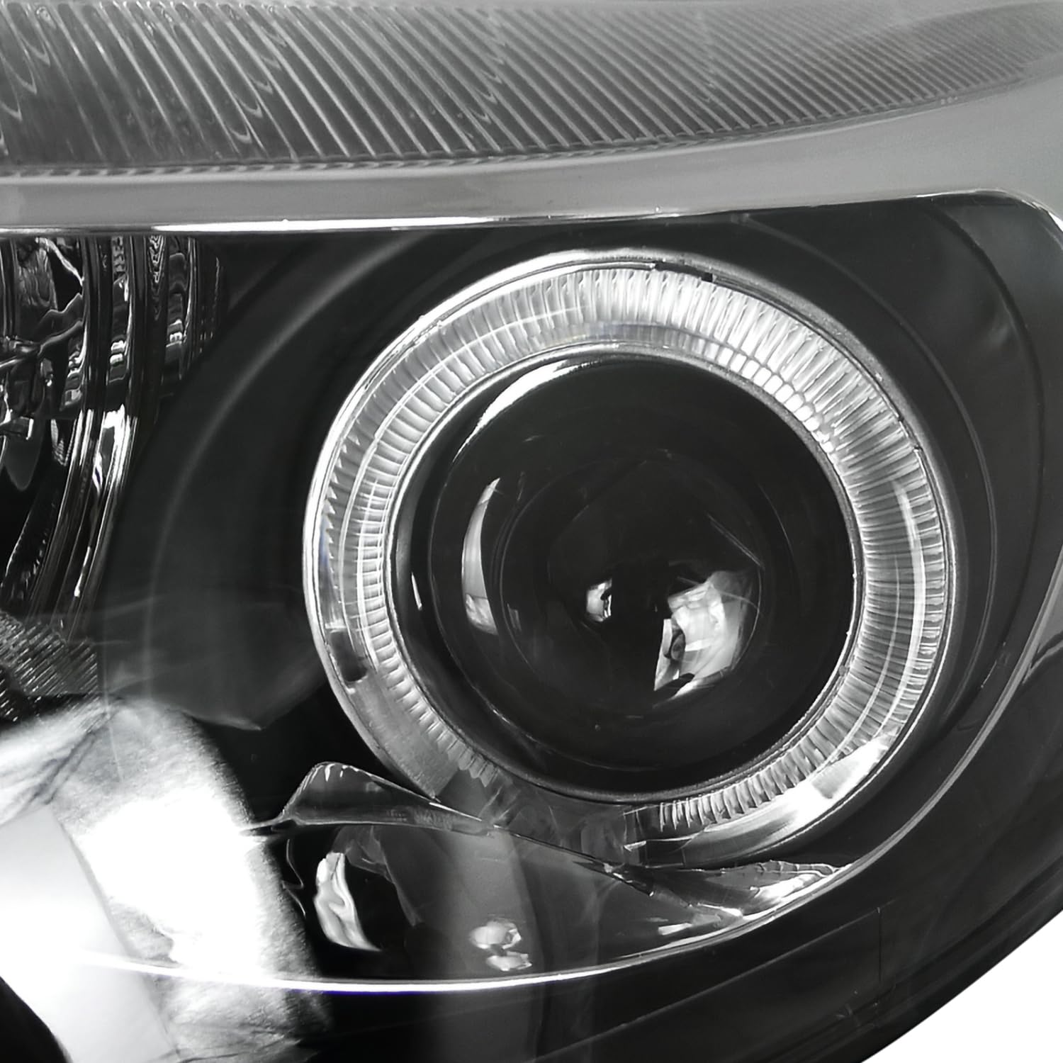 LED Strip Projector Headlights W/Halo Rim Black SPEC-D TUNING Compatible with 2012-2014 Ford Focus All Left + Right Pair Headlamps Assembly