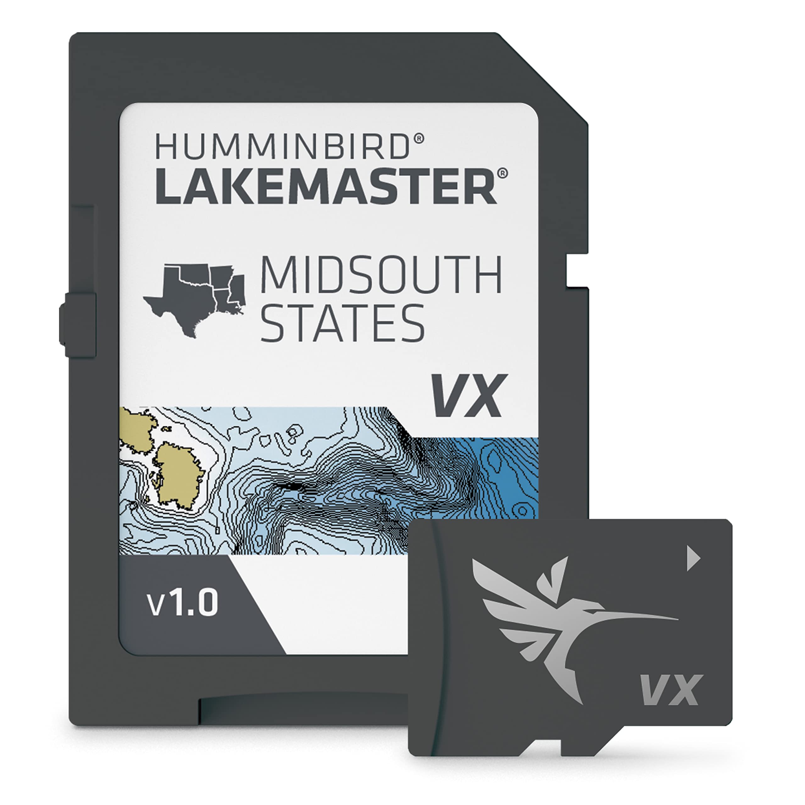 LakeMaster Humminbird Midsouth States V1 Map SD Card for Fish Finders