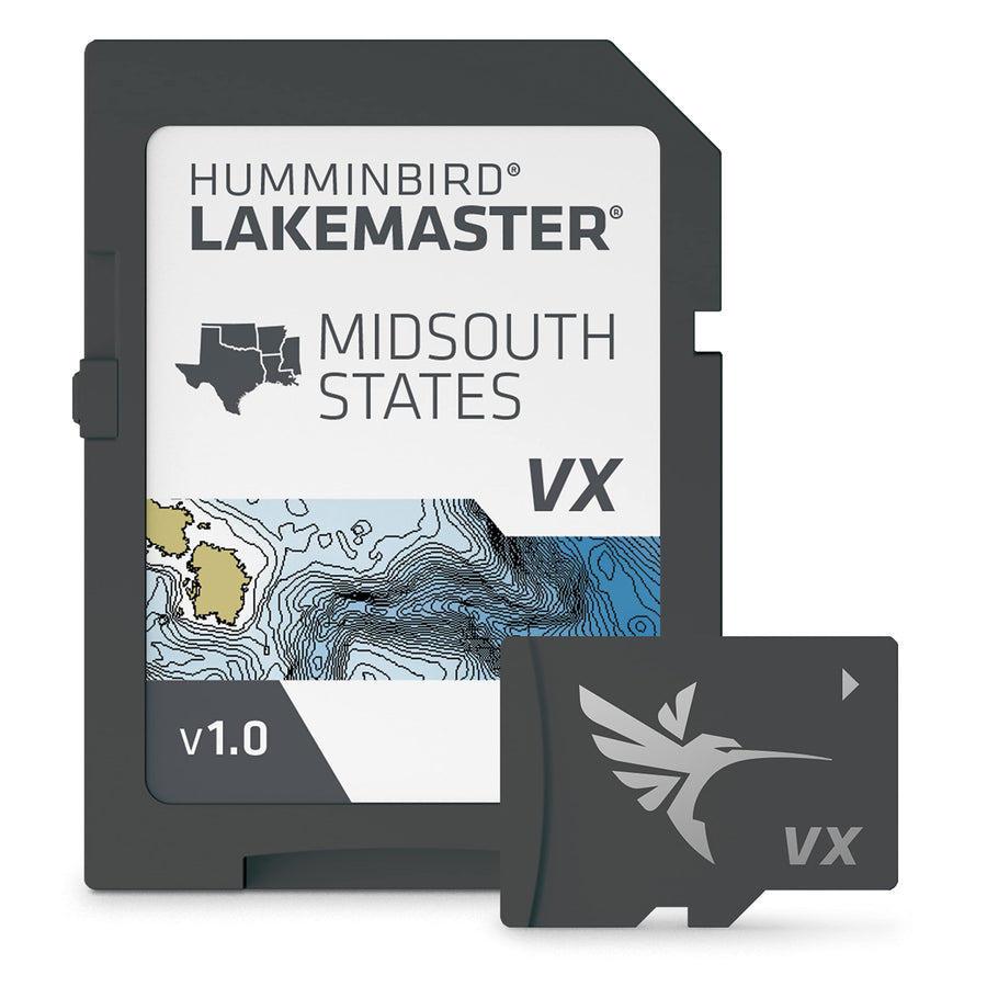 LakeMaster Humminbird Midsouth States V1 Map SD Card for Fish Finders