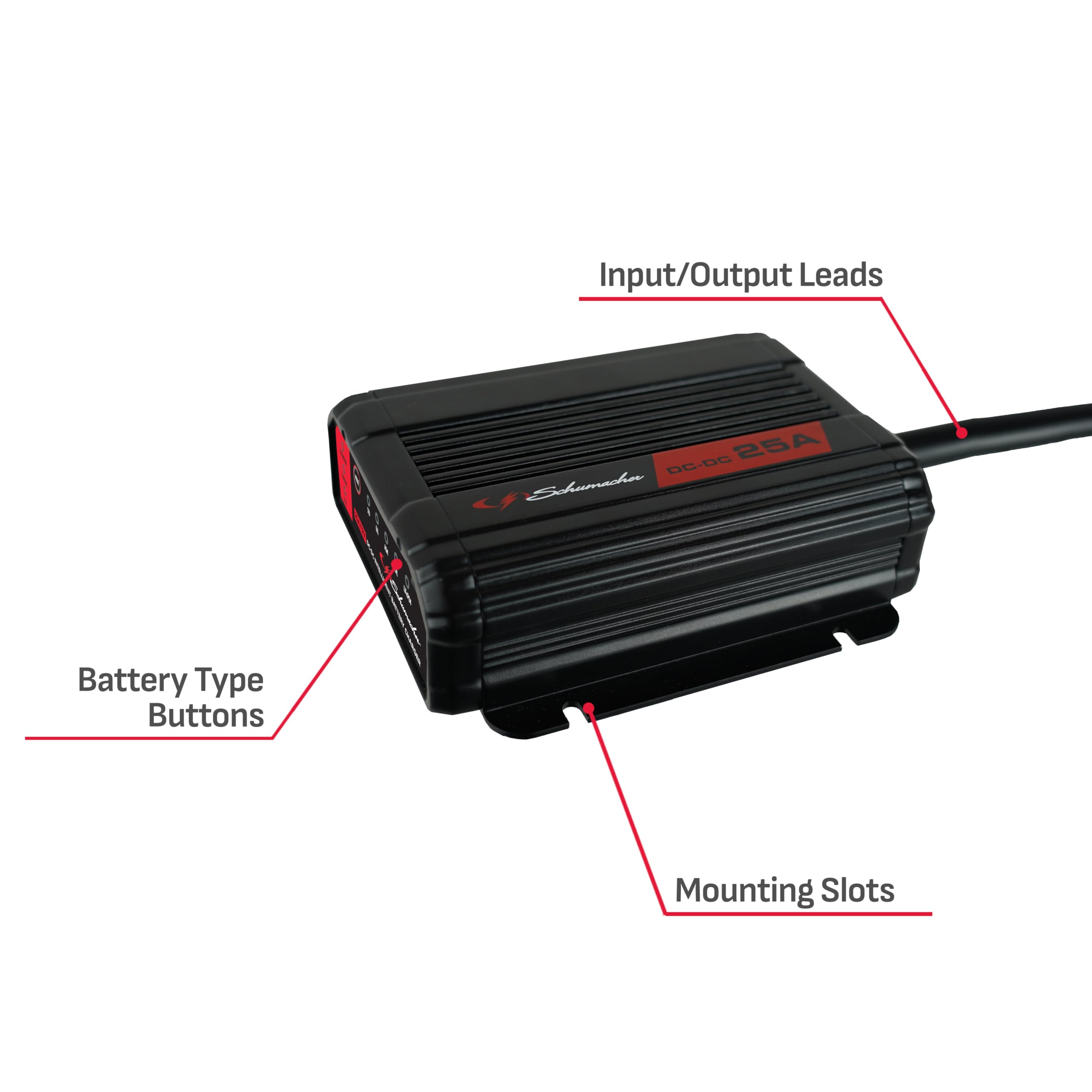 Schumacher Electric 25A Smart Battery Charger and Maintainer - 12V DC-DC - Standard, AGM, Gel, Calcium & Lithium Battery Charger - Use with Smart Alternators for Off-Grid Power