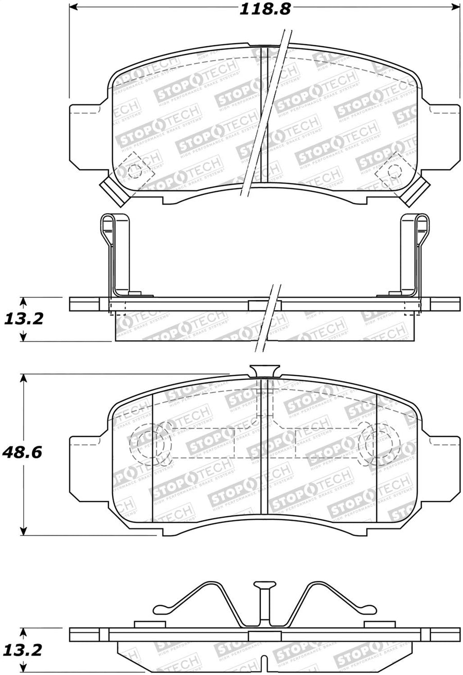 Front StopTech 308.08320 Brake Pads with Shims and Hardware Street