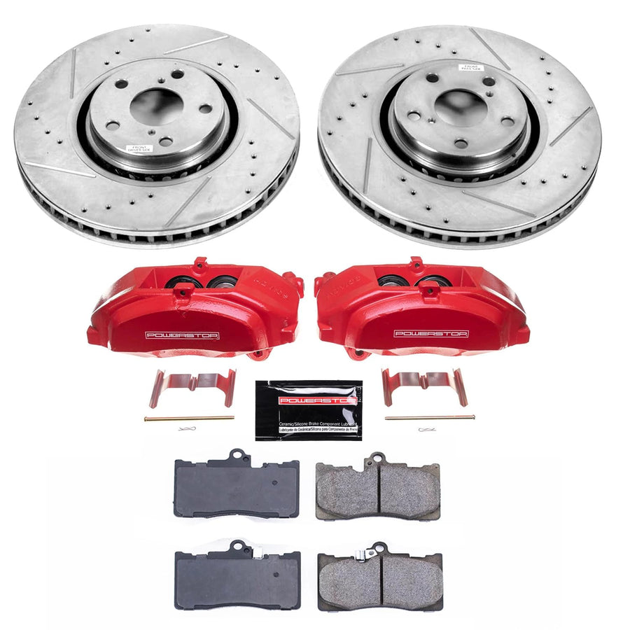 Power Stop Z23 KC4634, Daily Driver Front Brake Caliper Kit-Drilled/Slotted Brake Rotor, Brake Pads & Calipers For Lexus GS350 2007-2011 [Model Specific]