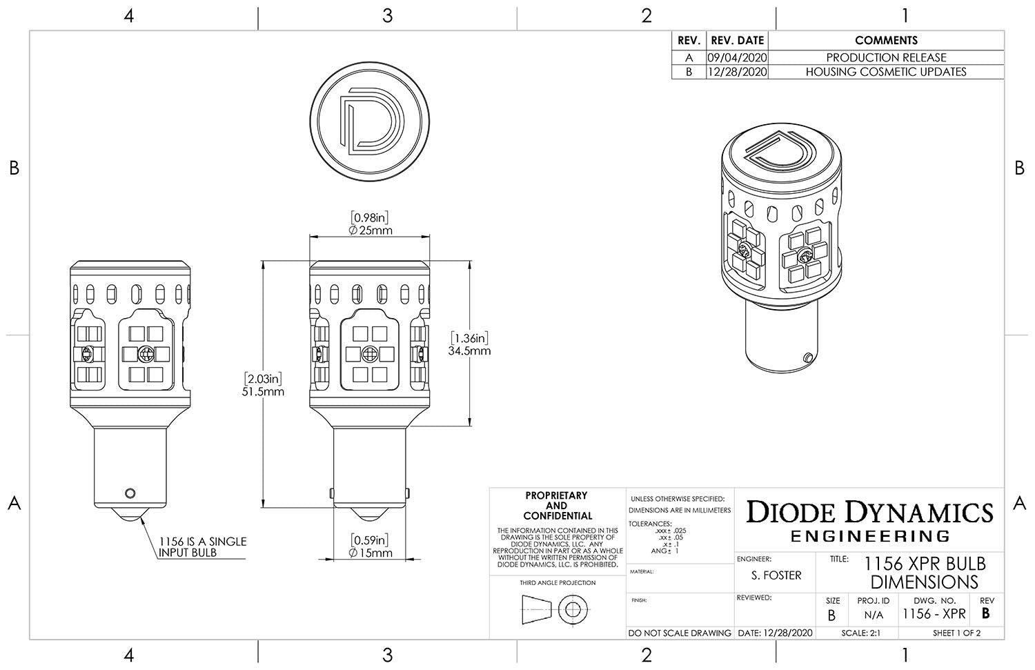 Cool White 1156 XP80 LED Bulb Pair Diode Dynamics
