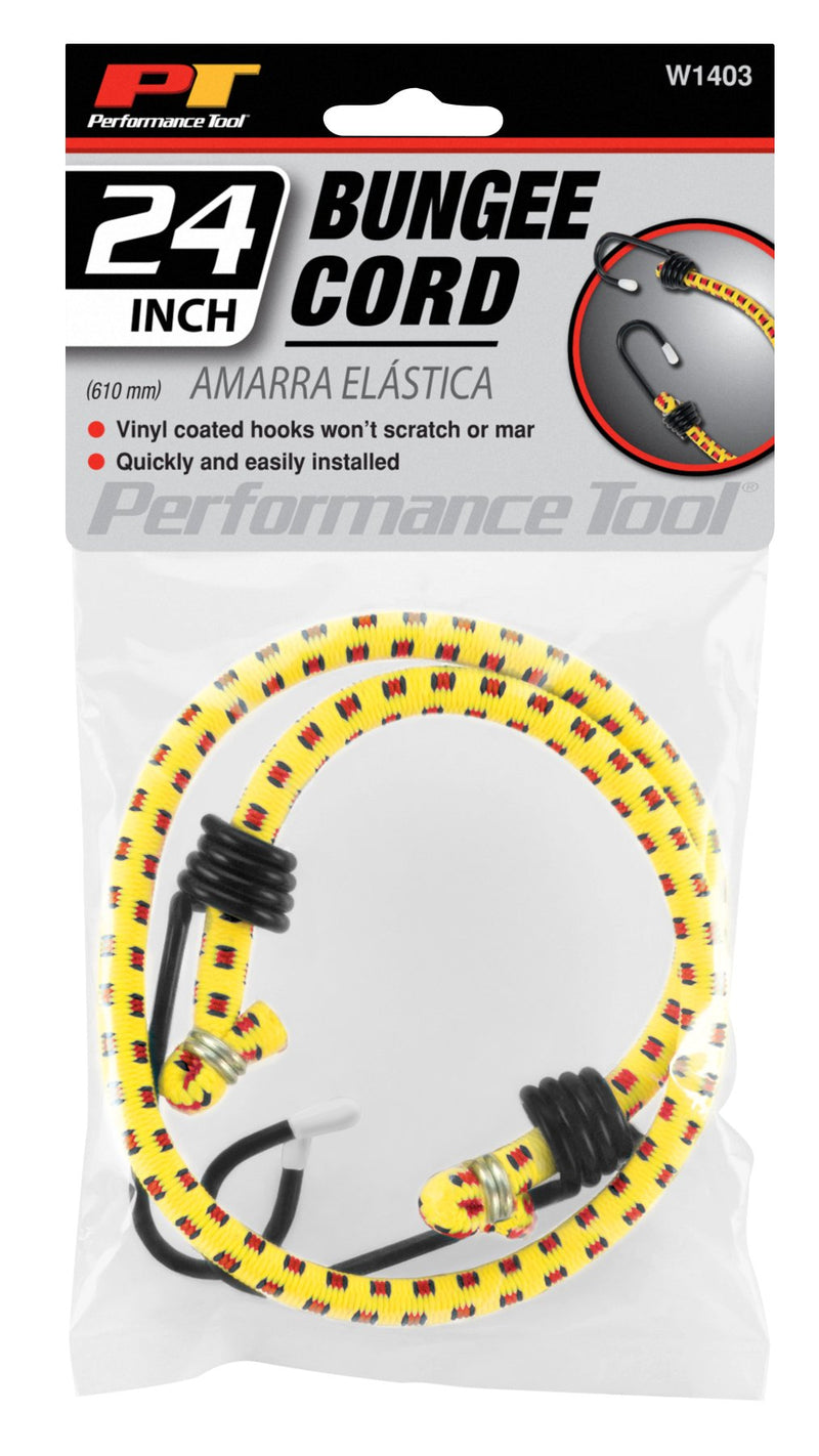 24-Inch Performance Tool W1403 Vinyl Coated Bungee Cord with Protective Hooks for Vehicle Cargo, Set of 2