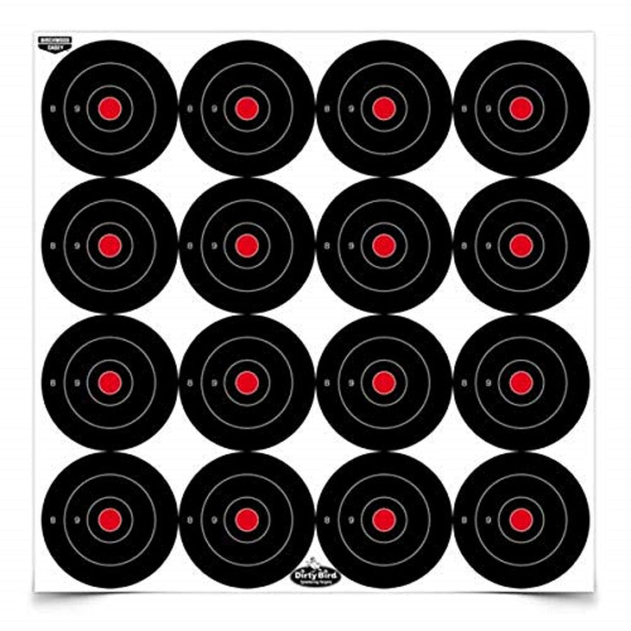 Birchwood Casey Dirty Bird Non-Adhesive Bull's-Eye Small Targets Practice Shooting for Indoor and Outdoor Use, 3" - 12 Sheets, 192 Targets