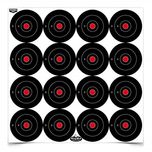 Birchwood Casey Dirty Bird Non-Adhesive Bull's-Eye Small Targets Practice Shooting for Indoor and Outdoor Use, 3" - 12 Sheets, 192 Targets