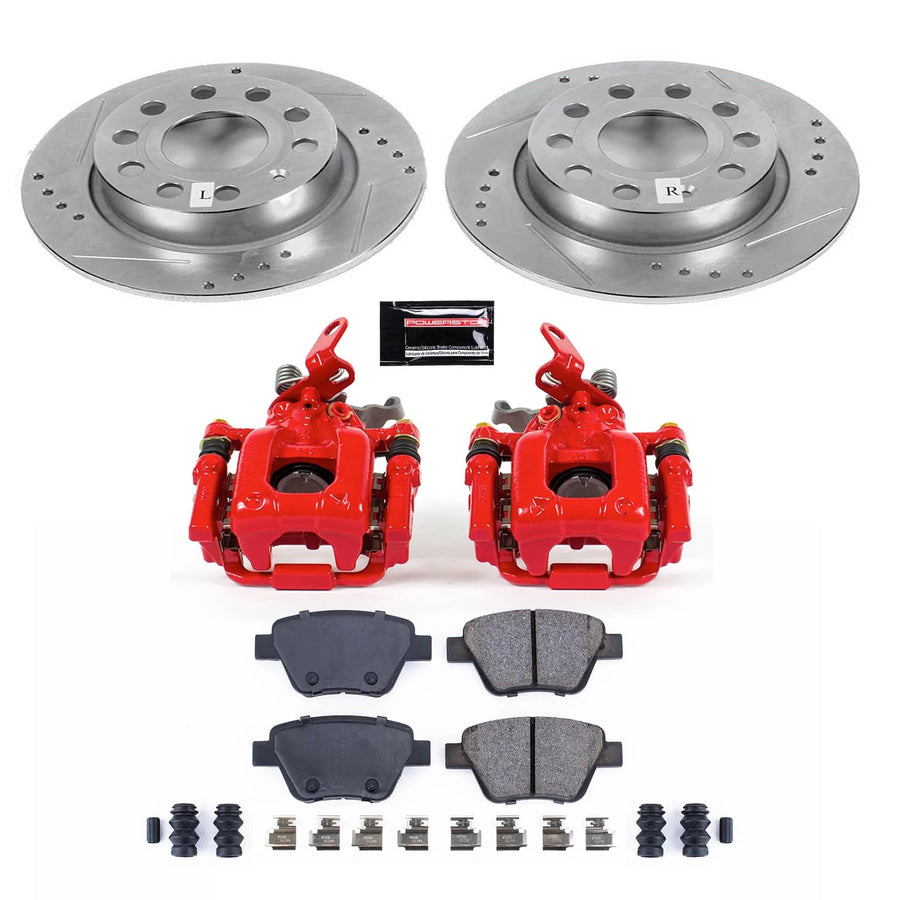 Power Stop Z23 Evolution Rear Brake Caliper Kit KC6577- Brake Rotors, Carbon-Fiber Ceramic Brake Pads, Brake Calipers