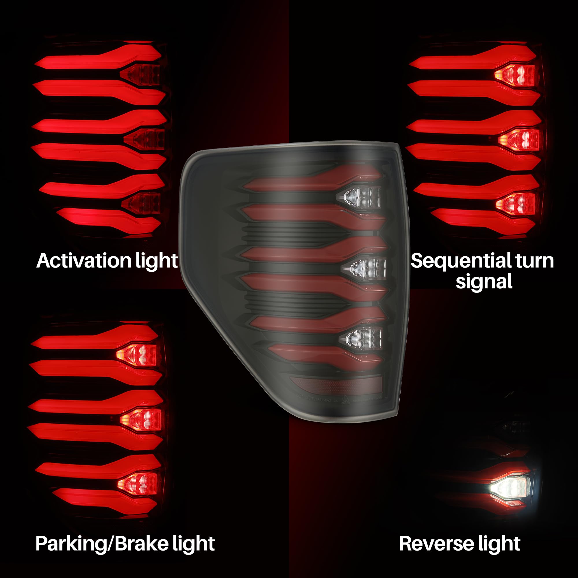 LUXX-Series AlphaRex LED Tail Lights Black-Red for 09-14 F150