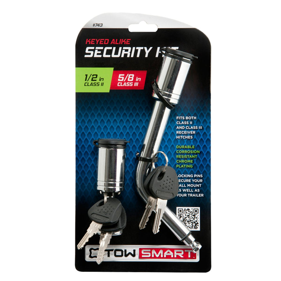 Steel TOWSMART Boomerang Bent Trailer Hitch Pin and Coupler Lock Security Kit, 1/2 in. and 5/8 in. Diameter Pin, Fits 1-1/4 in. and 2 in. Receivers