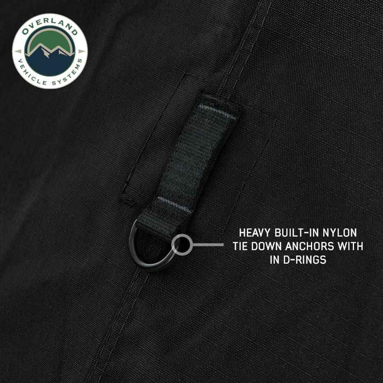 XD Nomadic 180 Awning Wall with Windows - Overland Vehicle Systems 320G Poly Cotton Rip Stop Black Out Matierial - Zipper Attachment Method