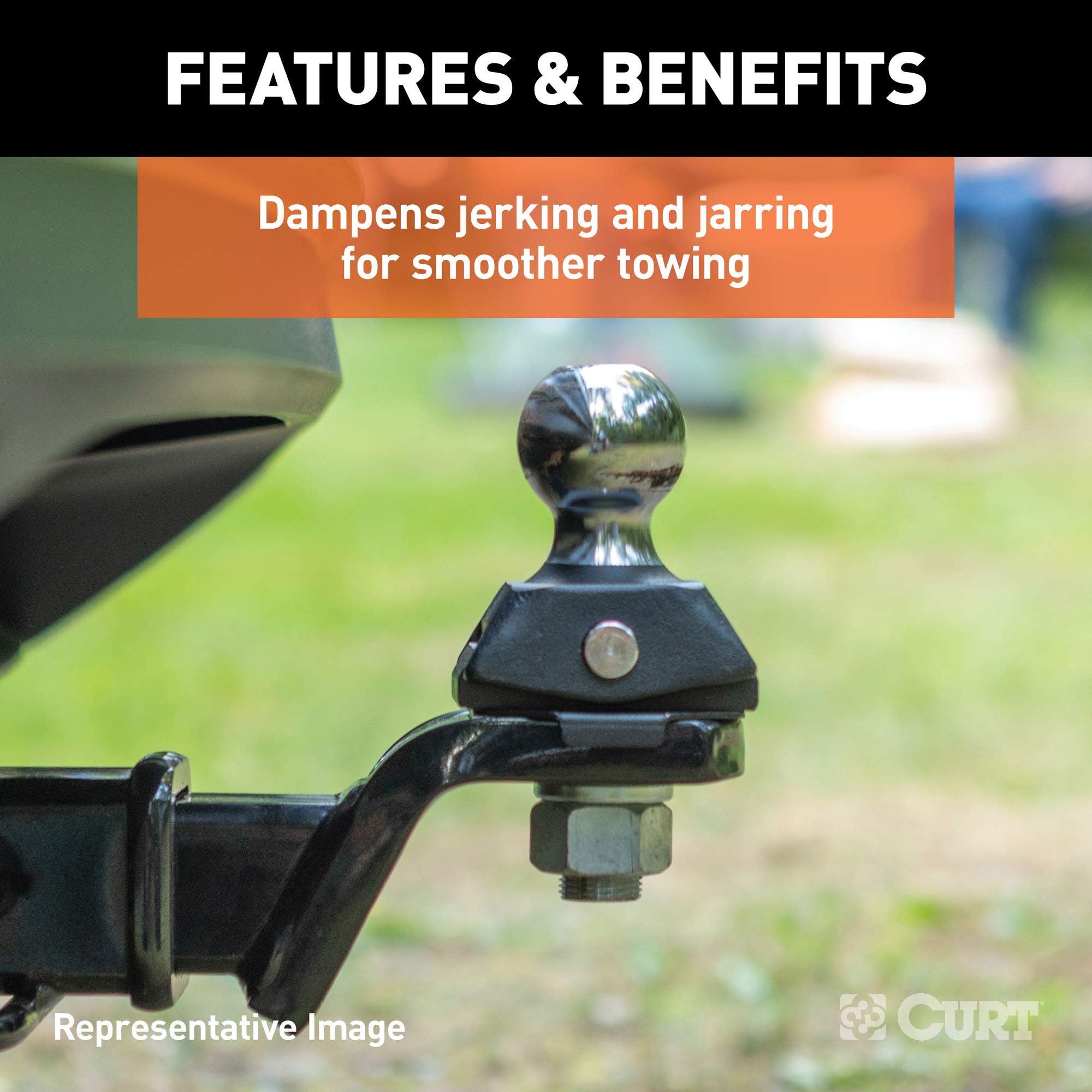 CURT RockerBall 40246 Cushion Hitch Trailer Ball 3,500 lbs, 2-Inch Diameter, 3/4-Inch Shank