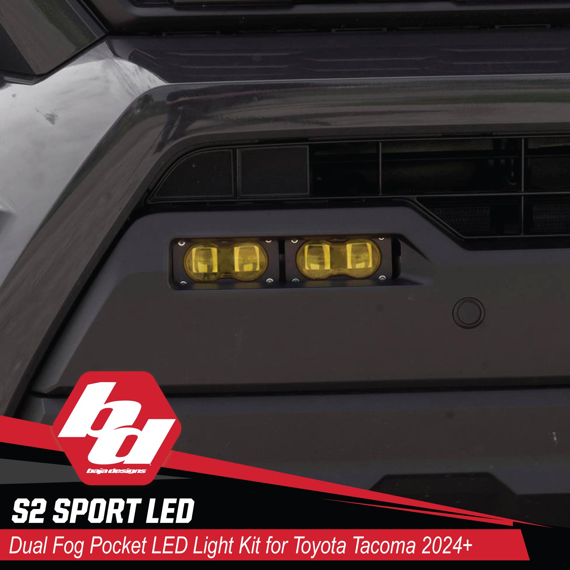 Baja Designs Dual S2 Sport LED Fog Pocket Light Kit for Toyota Tacoma 2024+ (Wide Cornering Lens, Clear)