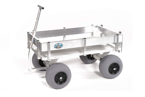 Beach Wagon-Large Big Kahuna Solid Aluminum Deck, Aluminum-Balloon Tires-Rod Holders-No Rust-Walls-Made in USA
