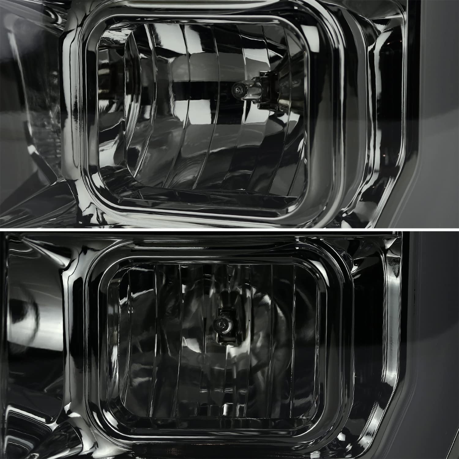 Smoke SPEC-D TUNING Projector Headlights w/LED Bar Compatible with 2008-2010 Ford F-250, F-350, F-450, F-550 Super Duty, Left + Right Pair Headlamps Assembly