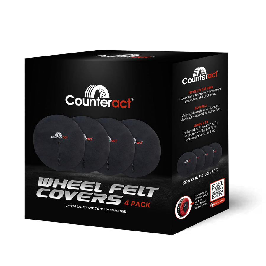 CBB-WTFC Counteract Felt Covers to Protect Rims - 4 Pack - Includes Fixing Lines and Plastic Clips - Wheel Totes Sold Separately - Designed to Fit Tires 20" to 31" in Diameter