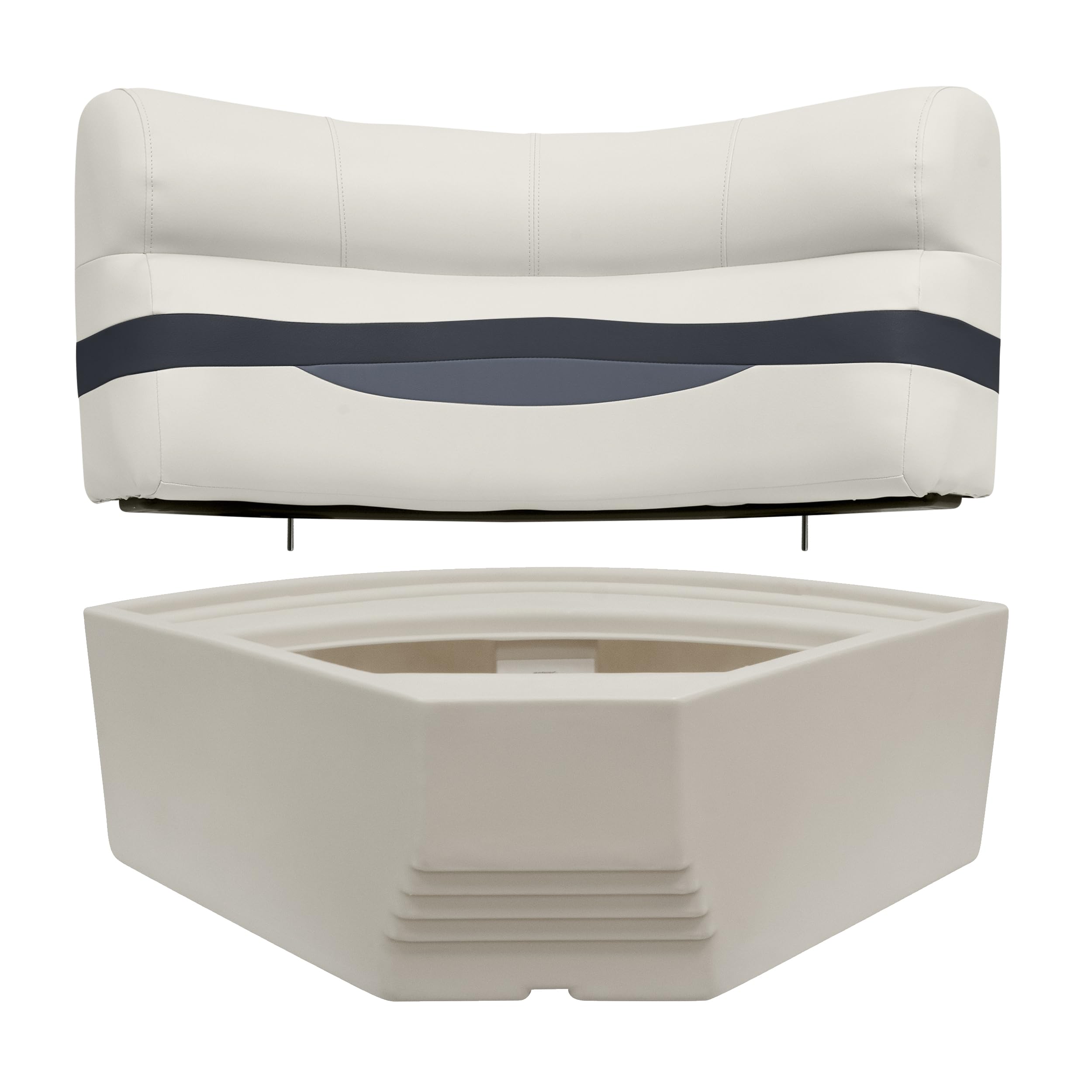 Wise Premier Series BM11028-986 Pontoon 28" Radius Corner Seat Cushion Set, Platinum/Spectra Navy/Cobalt