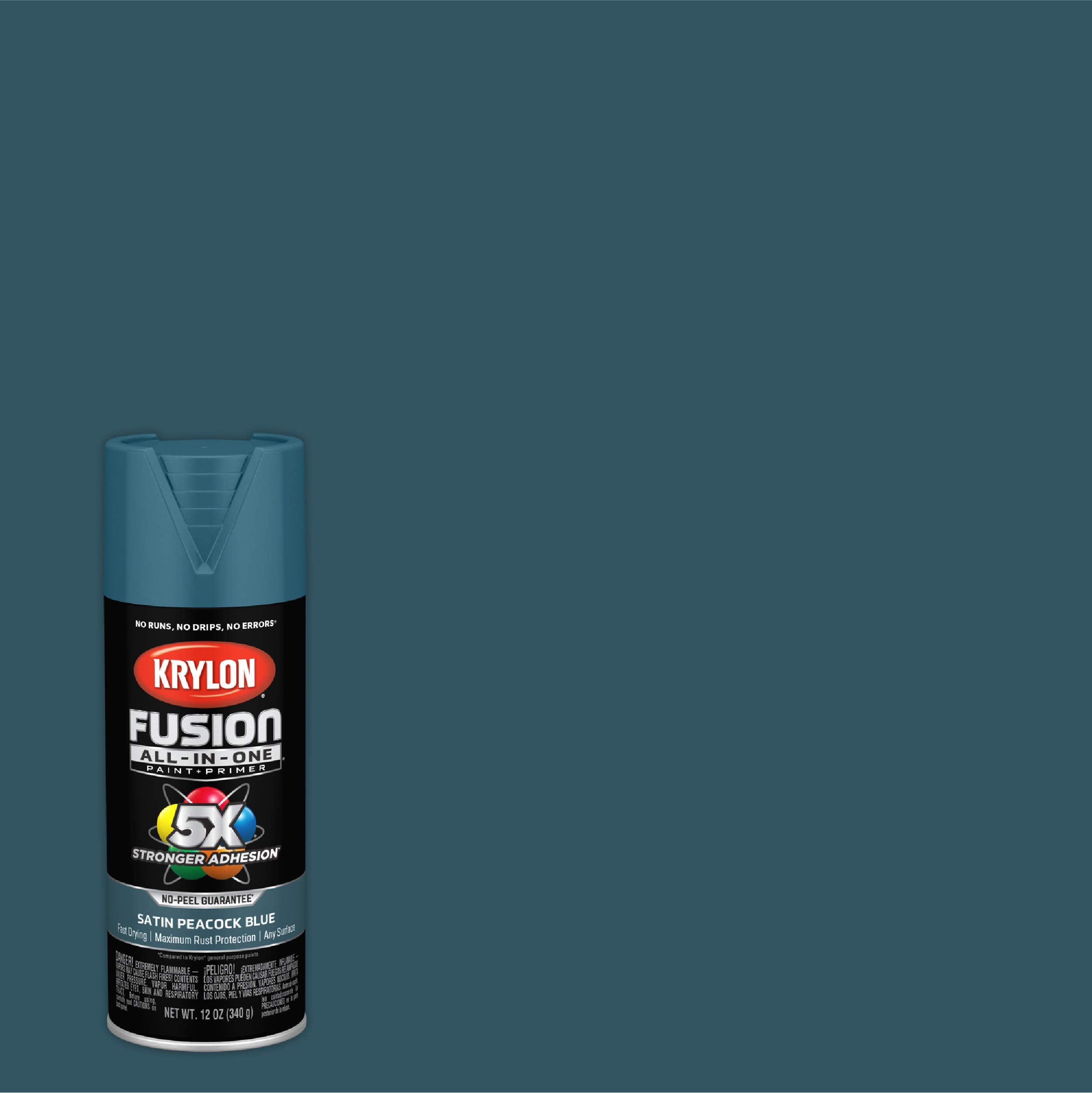 Krylon All-In-One Adhesive Spray Paint for Indoor/Outdoor Use, 12 oz, Peacock Blue