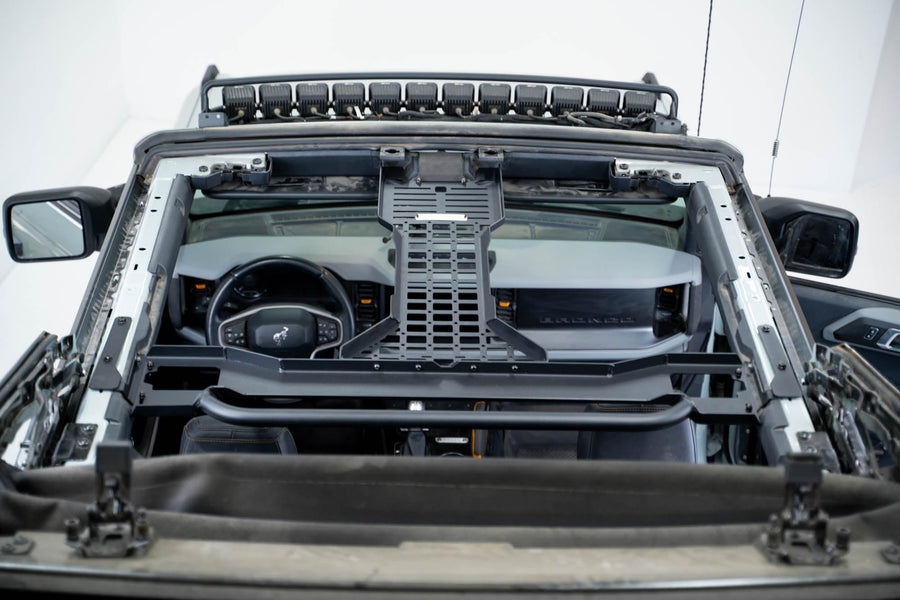 DV8 Offroad Molle Panel Overhead for The 2021-2025 Ford Bronco Soft Top & Hard Top 4-Door Models | Great for Molle Bags, CB/Race Radio, Phone Holders, Holster, Sheaths & More | Rear Grab Handle