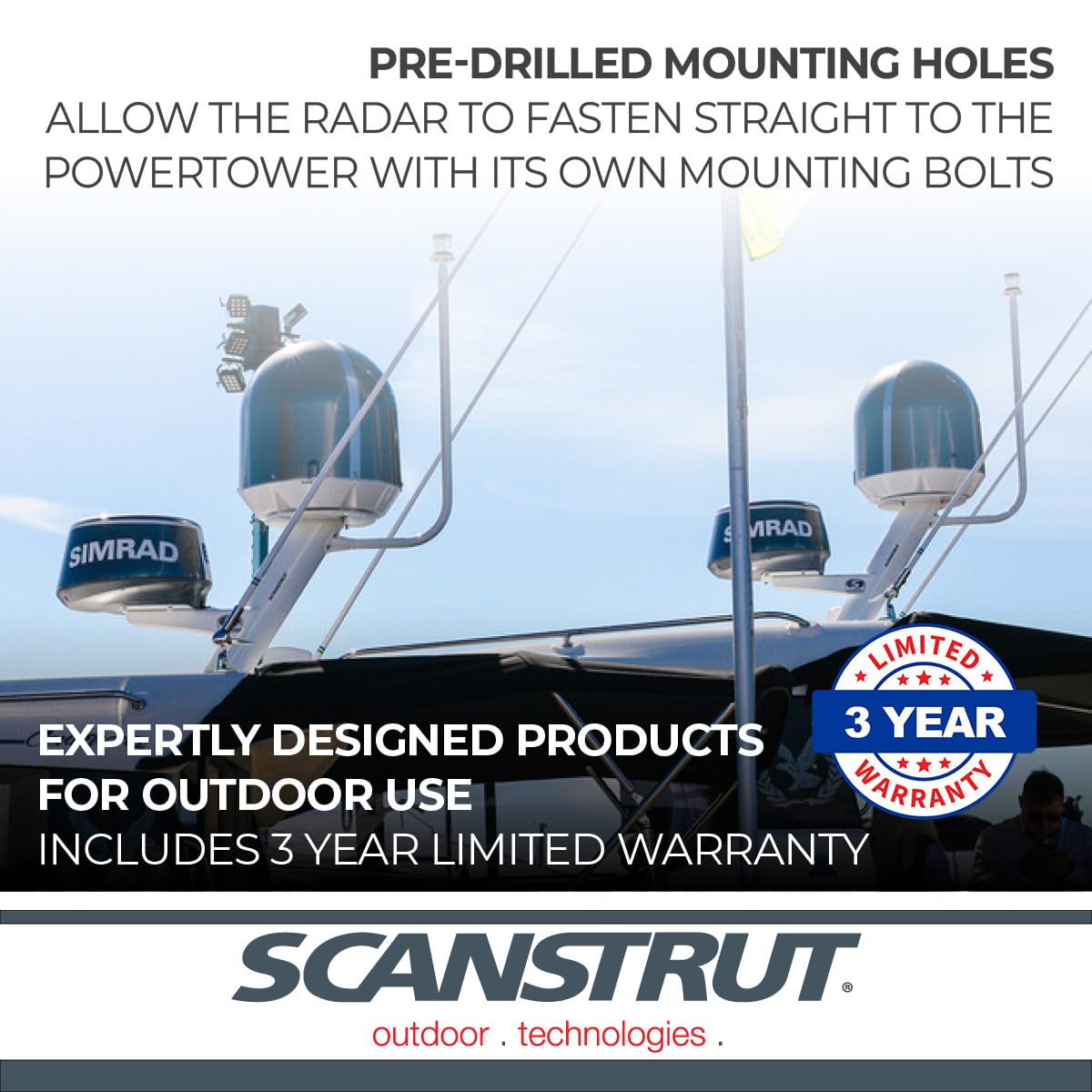 Dual PowerTower Modular strut for Radome and satcom or Camera