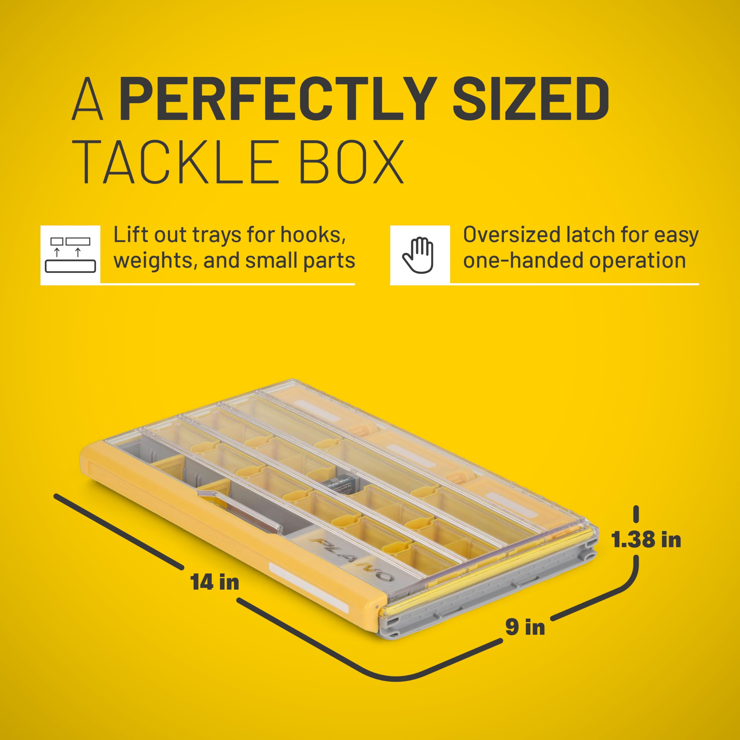 Plano EDGE Terminal Tackle Premium Utility Box, Clear and Yellow, Rust-Resistant Storage, Waterproof Tackle Tray Organizer for Weights, Hooks, and Baits