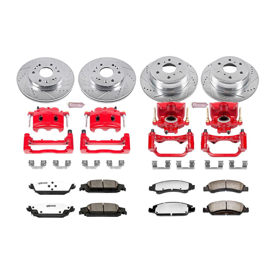 Power Stop Z23 Evolution Sport Brake Kit with Brake Pads, Powder Coated Calipers Drilled and Slotted Rotors For 2012 2013 2014 2015 2016 2017 Ford F-150 6 Lug | 2018 Ford F-150 Raptor