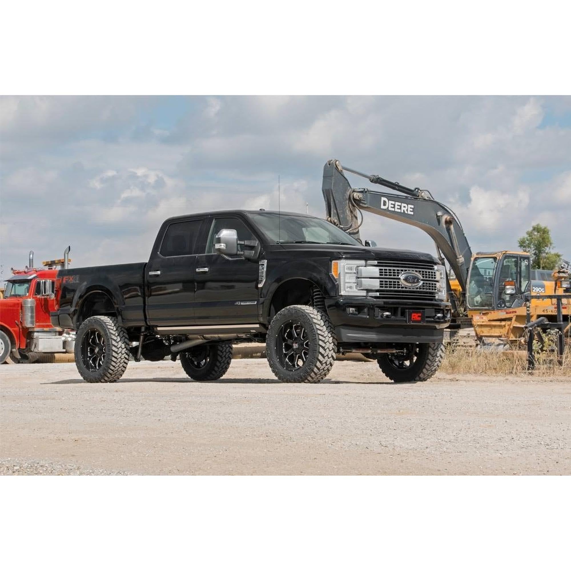 6 Inch Rough Country Lift Kit with V2 Monotube Shocks for Ford F-250/F-350 Super Duty (2017-2022 w/No OVLDS) - Fits 4" Axle, Includes FR Driveshaft