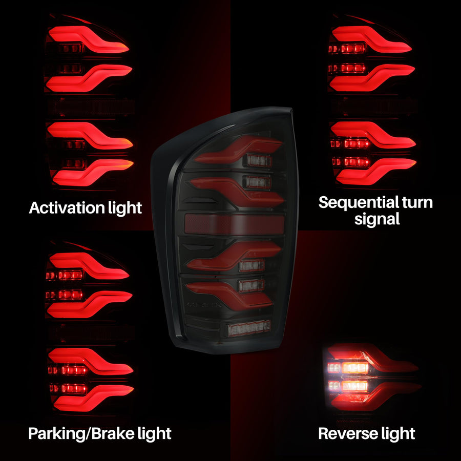For 16-23 Tacoma Alpharex LUXX-Series LED Tail Lights Black-Red