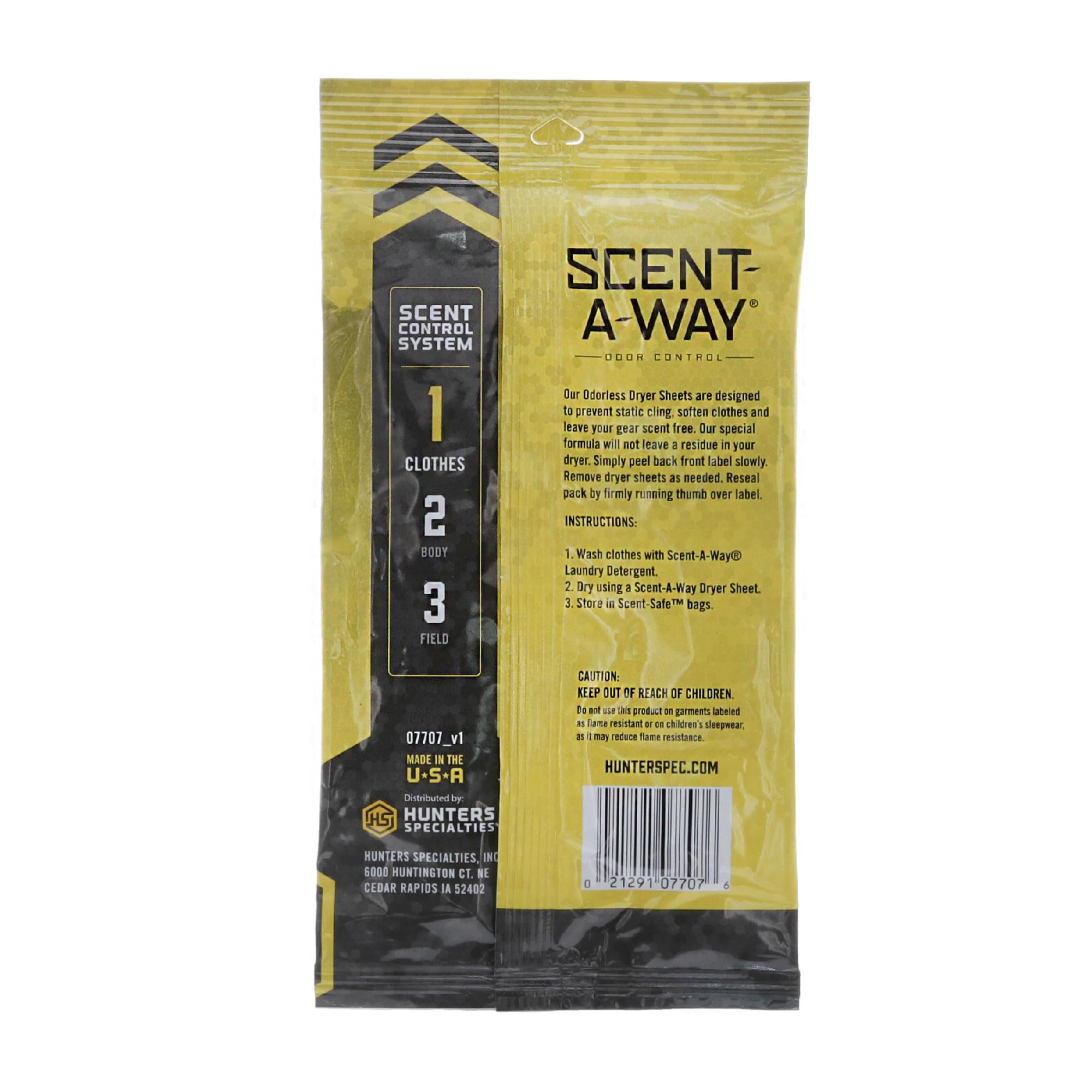 Scent-A-Way Hunters Specialties Odorless Dryer Sheets Multi, Unscented Spray