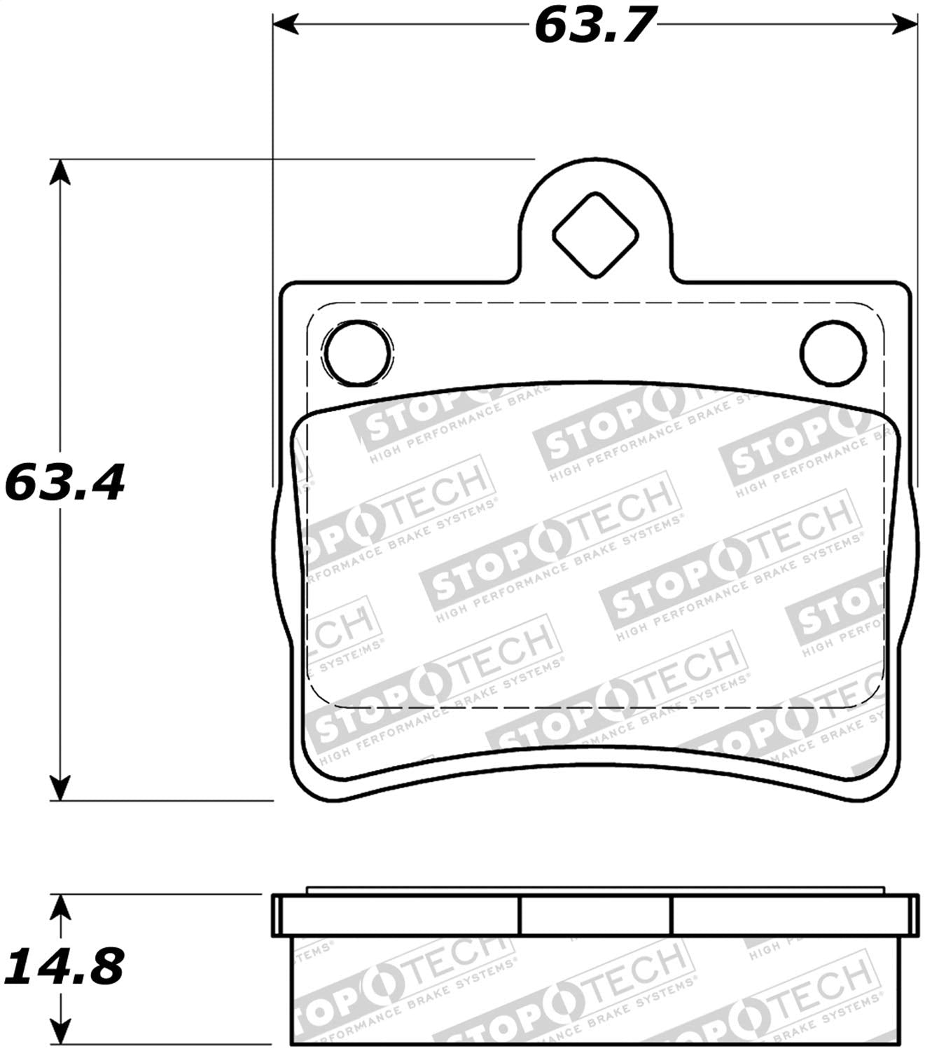 Rear StopTech 308.07390 Brake Pads with Shims and Hardware Street