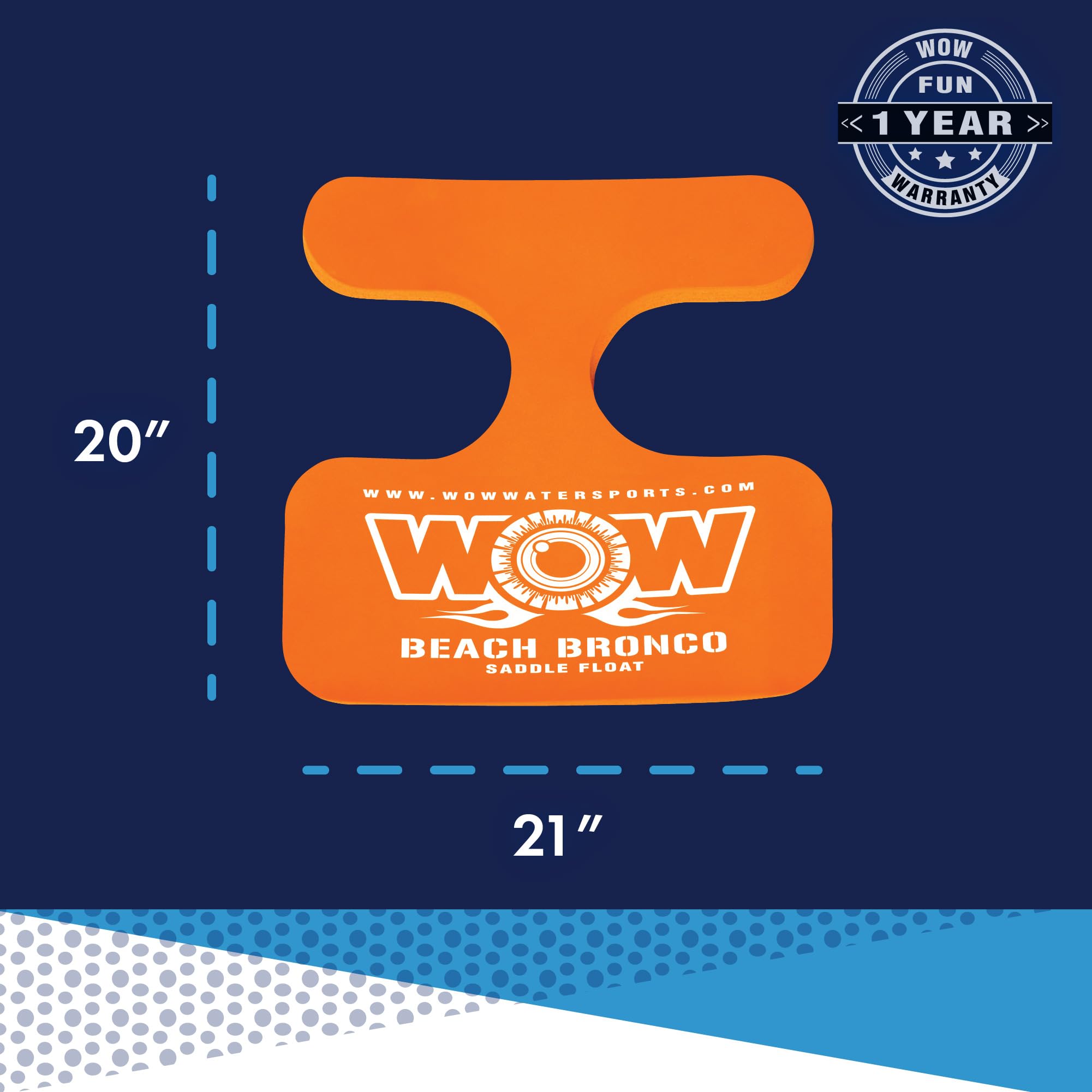 Foam Water Saddle Float - WOW Sports for Kids & Adults - 1 Person Pool Seat - Whale Tail - Pool Party Accessory - Orange
