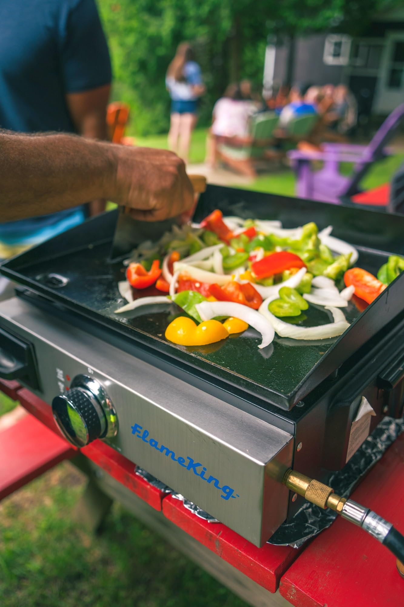 Flame King Portable Flat Top Propane Cast Iron Grill Griddle Tabletop for Outdoor Camping, Tailgating, Outdoor Cooking