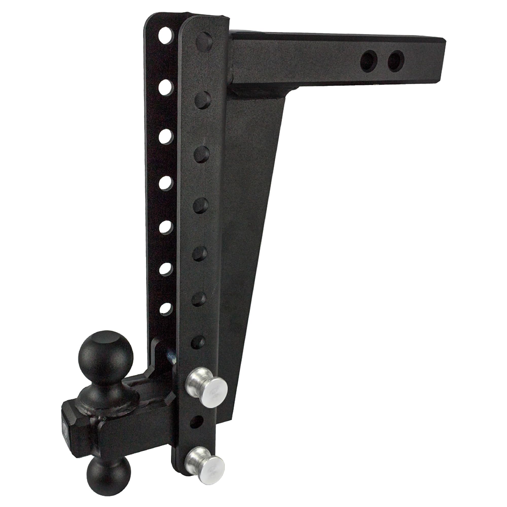 2.0" BulletProof Hitches Adjustable Heavy Duty (22,000lb Rating) 14" Drop/Rise Trailer Hitch with 2" and 2 5/16" Dual Ball (Black Textured Powder Coat, Solid Steel)