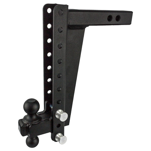 2.0" BulletProof Hitches Adjustable Heavy Duty (22,000lb Rating) 14" Drop/Rise Trailer Hitch with 2" and 2 5/16" Dual Ball (Black Textured Powder Coat, Solid Steel)