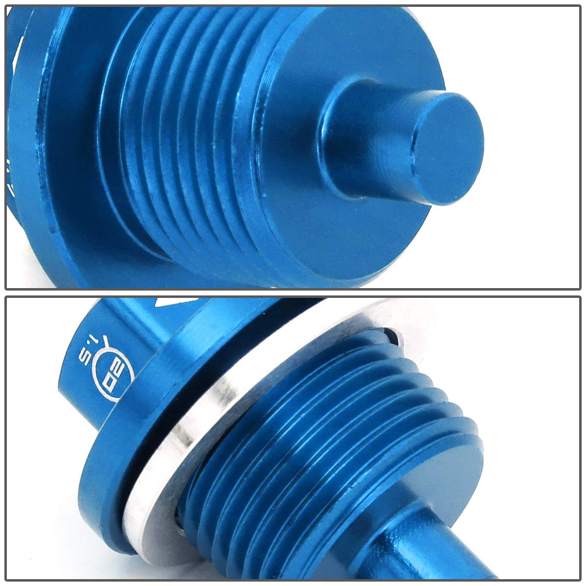 NRG Innovations Oil Drain Plug Magnetic, M20 X 1.5 Thread Size Engine Oil Drain Nut w/Washer, Blue, T-6061 Aluminum w/Stainless Steel Internal Magnet, NRG-NOP-300BL