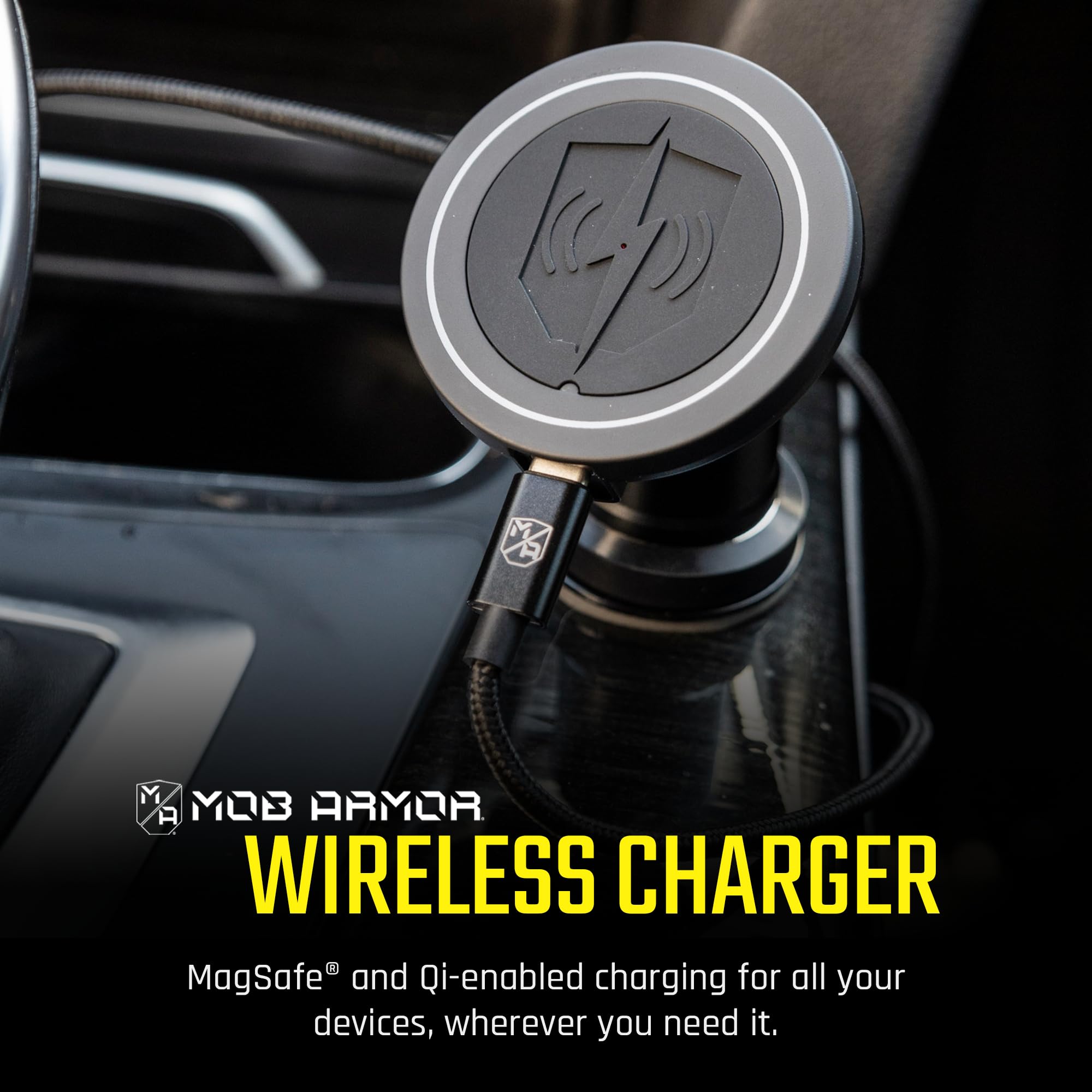 Mob Armor Magnetic Flex Wireless Charger - Phone Charger for Car, Wireless Charging Station for iPhone & Android - Christmas, White Elephant for Men, Dad, Boyfriend & Husband