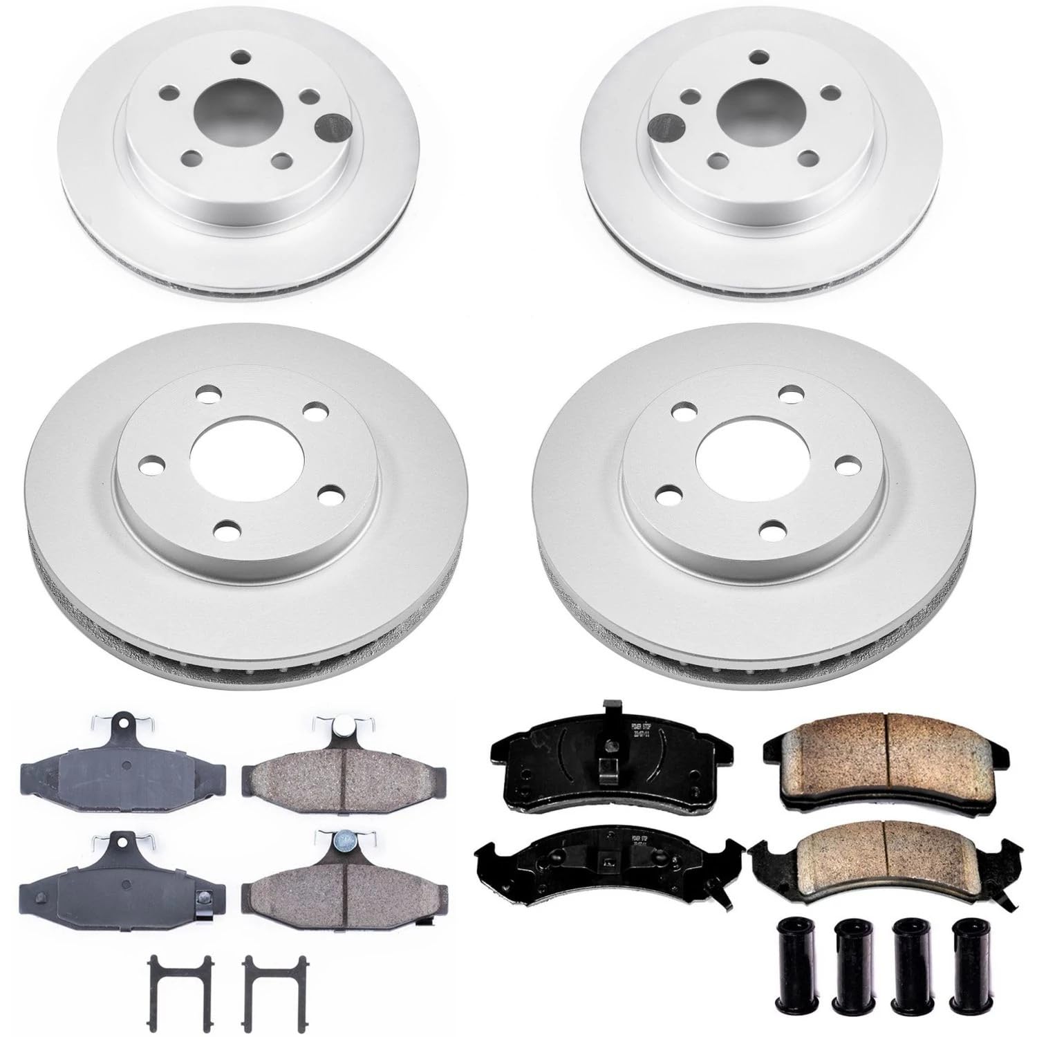 Power Stop CRK1533 Brake Rotor and Coated Ceramic Brake Pads- Front & Rear For Chevrolet Camaro 1993, Pontiac Firebird 1993 [Model Specific]