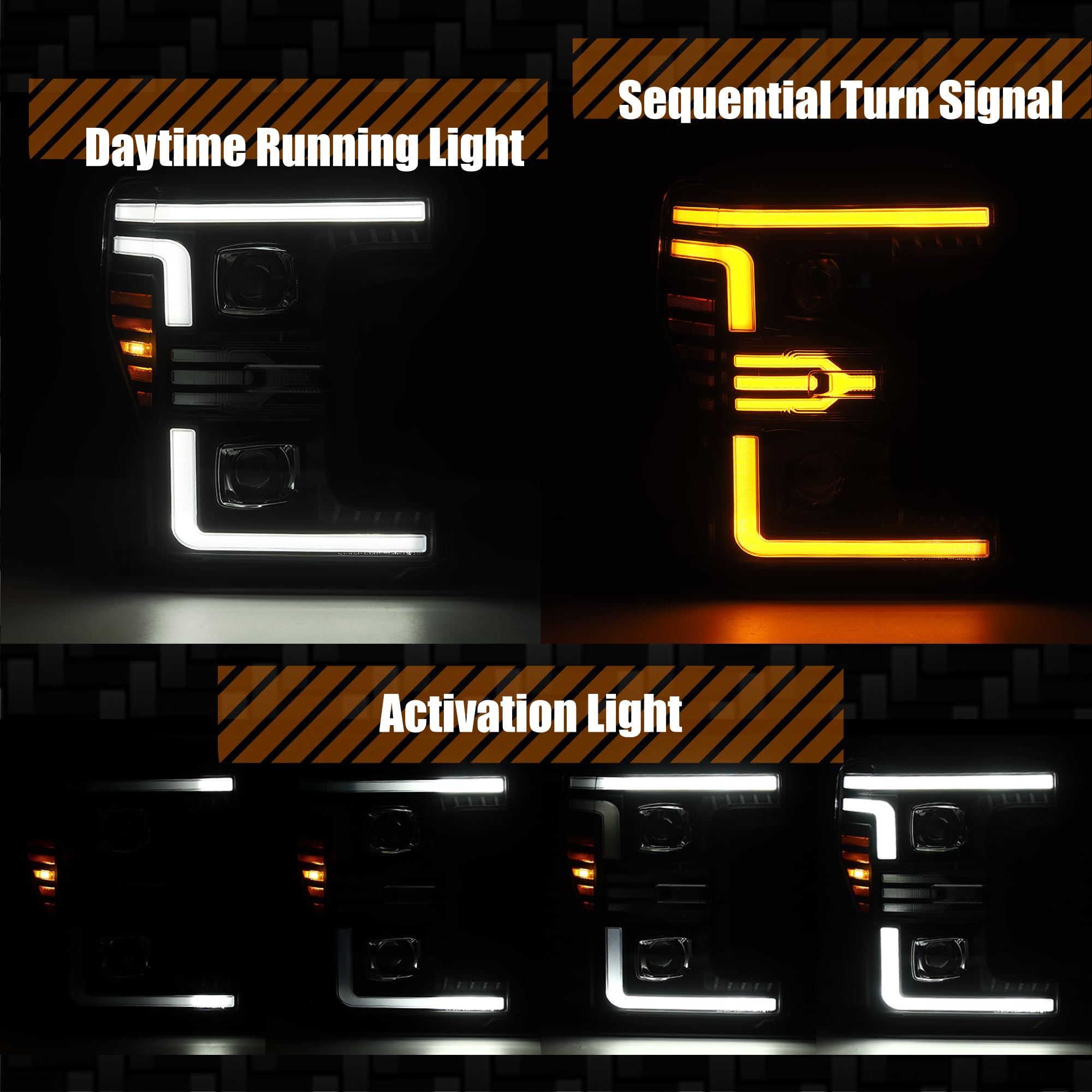 Projector Headlights AlphaRex for 17-19 MKII Super Duty LUXX-Series LED Black