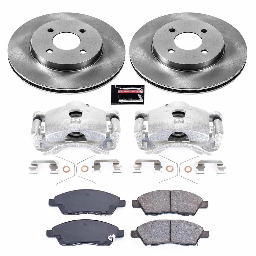 Power Stop KCOE6096A Replacement Autospecialty Front Caliper Kit-Rotors, Ceramic Brake Pads, Calipers For Nissan Versa 2012 [Model Specific]
