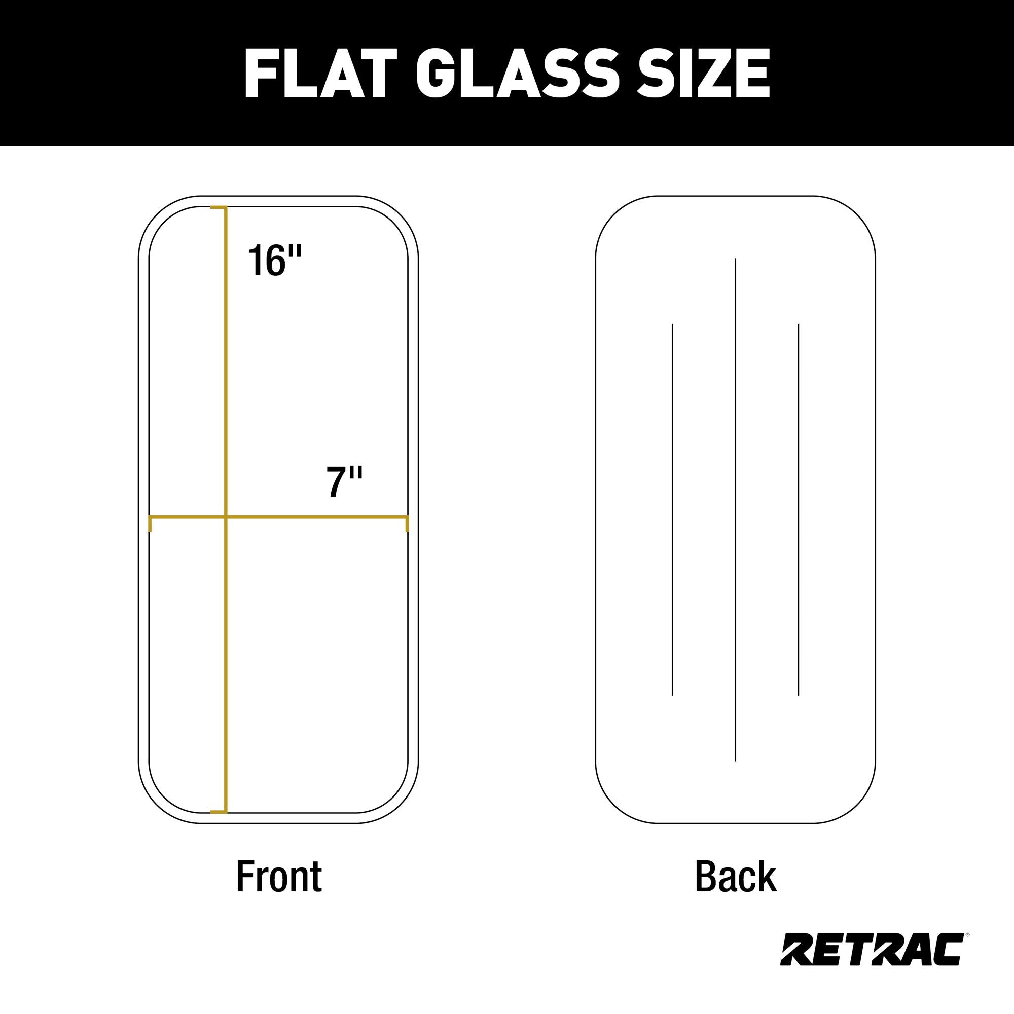 7 x 16-Inch Stainless Steel Rib-Back RETRAC West Coast Mirror Head, Universal Driver or Passenger Side
