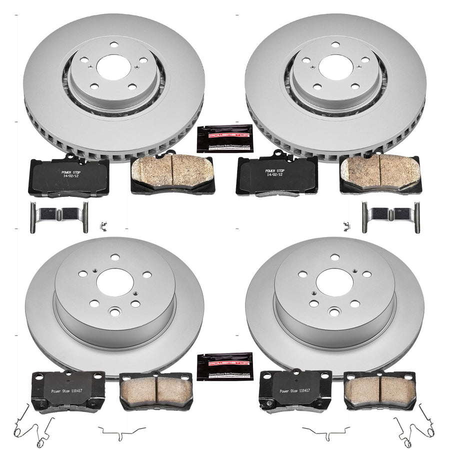 Power Stop CRK4071 Brake Rotor & Coated Ceramic Brake Pads- front & rear For Lexus GS350 2007-2011 [Model Specific]