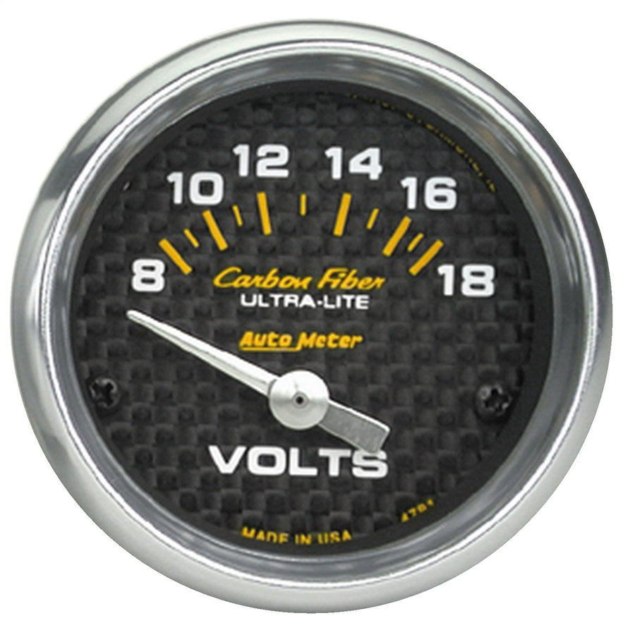 Auto Meter Carbon Fiber 4791 Electric Voltmeter Gauge, 2.3125 in.