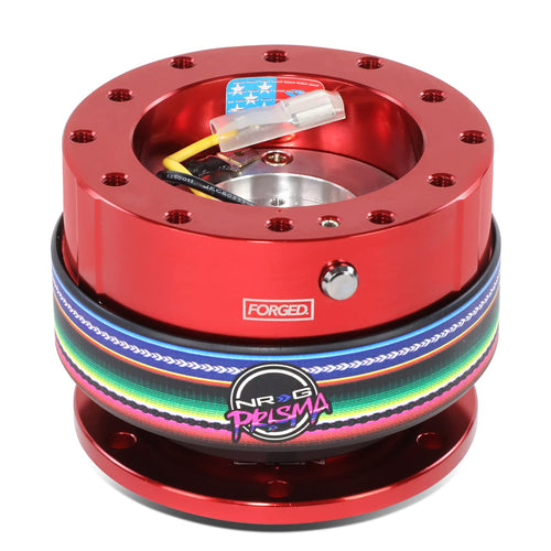 NRG Innovations Steering Wheel Gen 2.0 Quick Release Adapter 6-HOLE with Mounting Bolts, Quick Release - Red Body/Mexicali ring with Prisma Collab, NRG-SRK-200RD-MEXICALI